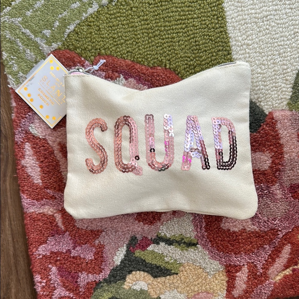Cream Sequin 'SQUAD' Pouch wedding gift
